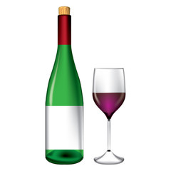 Bottle and wine glass vector