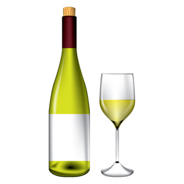Bottle and wine glass vector