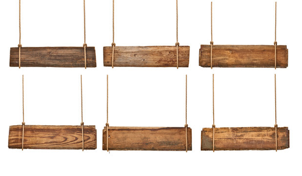 Fototapeta wooden sign background message rope hanging
