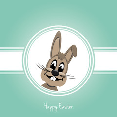 Obraz premium happy easter brown bunny on green background