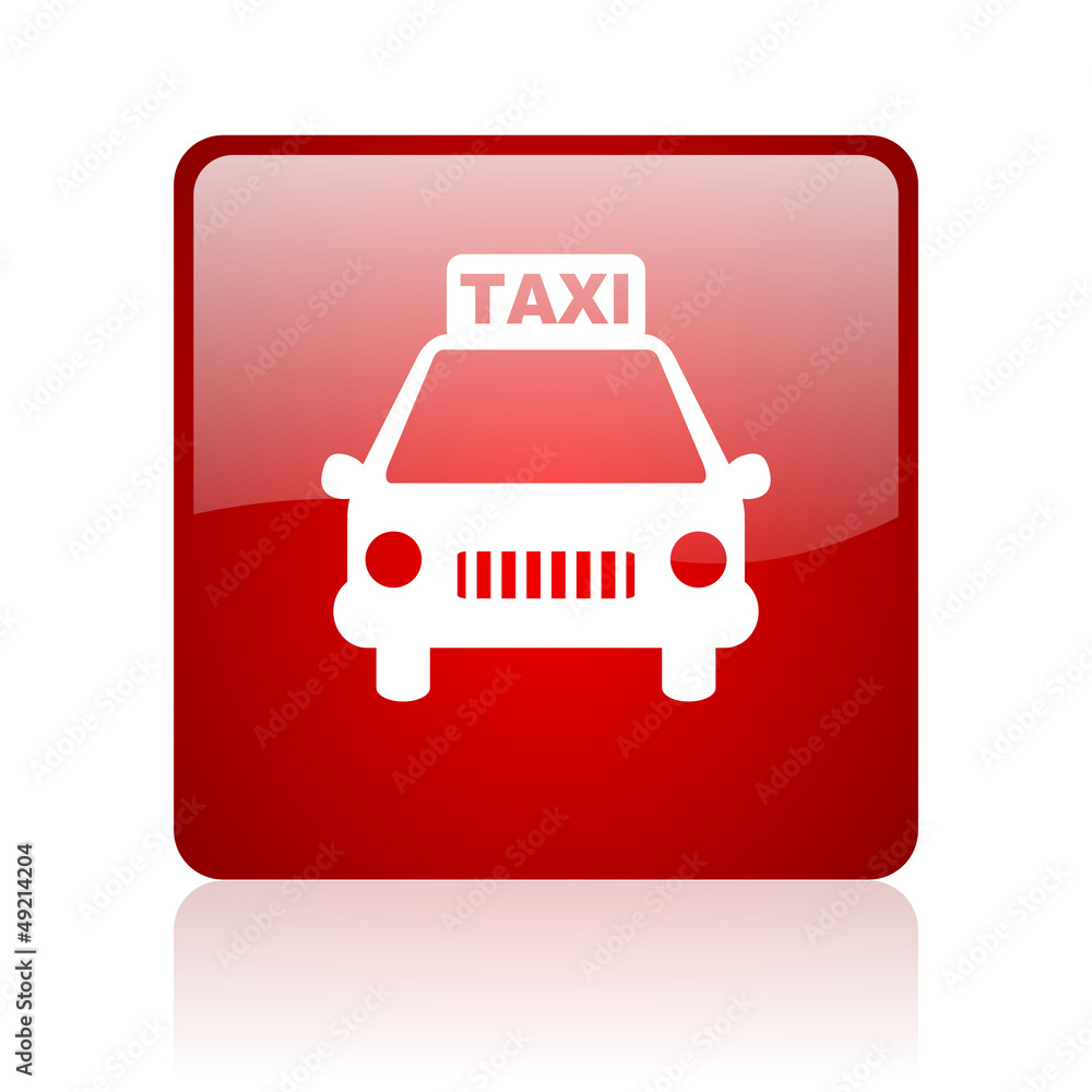 Aufkleber taxi red square glossy web icon on white background