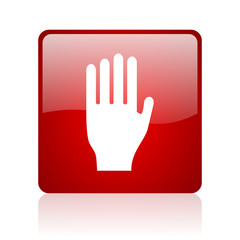 Obraz premium stop red square glossy web icon on white background