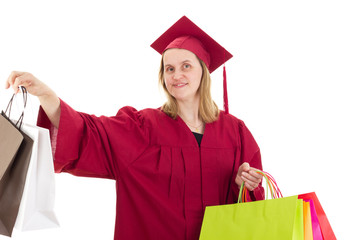 Female student with shopping bags