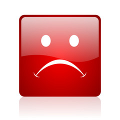 cry red square glossy web icon on white background