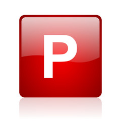 park red square glossy web icon on white background