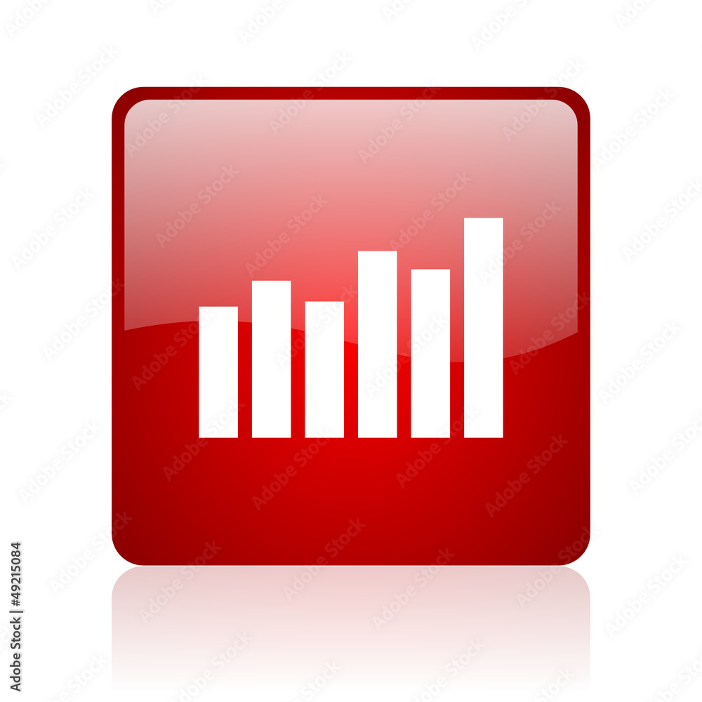 Leinwandbilder bar graph red square glossy web icon on white background