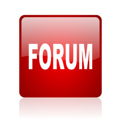forum red square glossy web icon on white background
