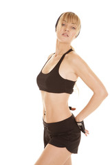 Naklejka premium woman black halter stand look