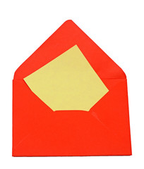 Envelope with blank letter on white background