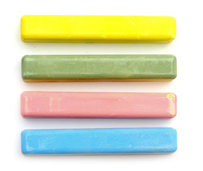 Colorful of chalk isolated on a white.