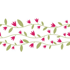 Floral card template with pink flowers
