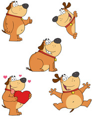 Different Fat Dogs Cartoon Mascot Characters- Collection