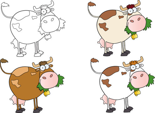 Cartoon Character Cows Different Color- Collection