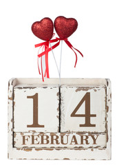 one red hearts with calendar