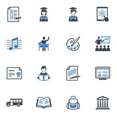 School and Education Icons Set 2 - Blue Series