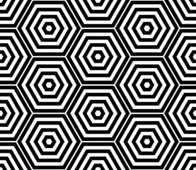 Papier Peint photo autocollant Psychédélique Fond transparent hexagone noir et blanc