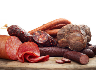 smoked meat and sausages