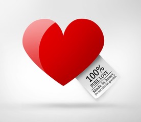 Red heart with 100% LOVE label