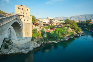 Old Mostar bridge over the Neretva river