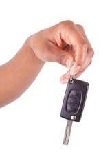 African American woman Hand Holding New Car Key