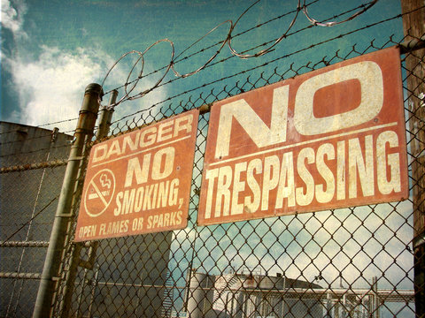 Aged No Trespassing Sign