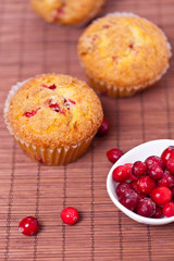 Freshly baked cranberry muffins