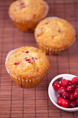 Freshly baked cranberry muffins