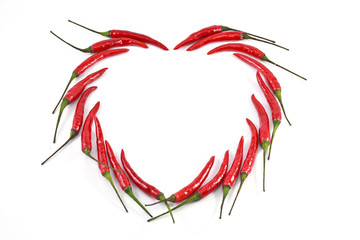 red chili peppers isolated on white background