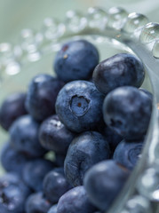 blueberries in a glass bowl