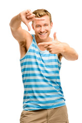Fototapeta premium happy man framing photograph