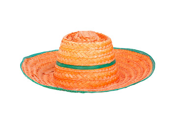 Agricultural orange hat , isolated on white