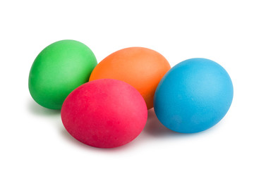 Colorful painted Easter eggs isolated on white background