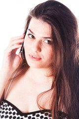 beautiful and young woman on the phone