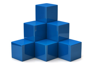 Pyramid of blue cubes