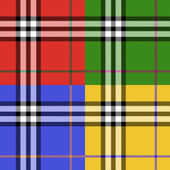 Classic tartan fabric seamless pattern set, vector