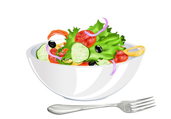 Fresh vegetarian vegetable salad on a white background