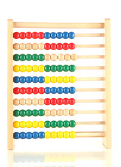 Bright wooden toy abacus, isolated on white