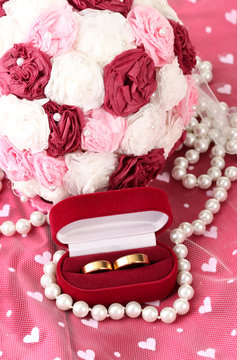 Conceptual photo: wedding in pink color style