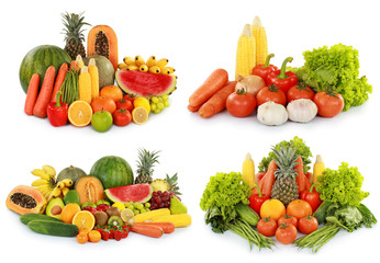 collection of delicious fresh fruits and vegetables