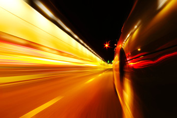 High-speed car in the tunnel, Motion Blur