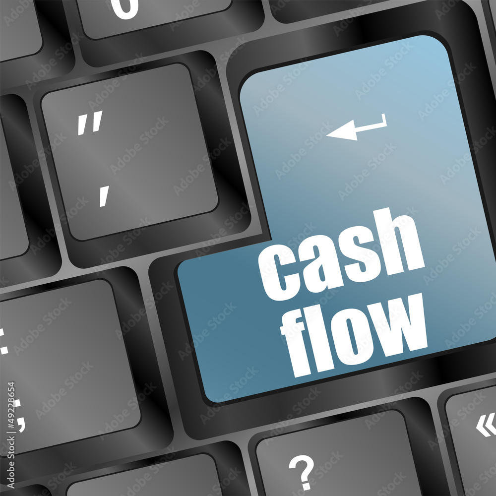 Poster cash flow investment concept with a button on computer keyboard