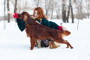 girl and dog