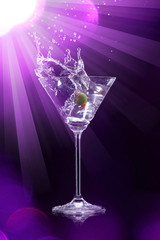 martini drink over dark background