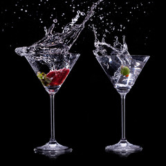 martini drinks over dark background