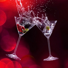 martini drinks over dark background