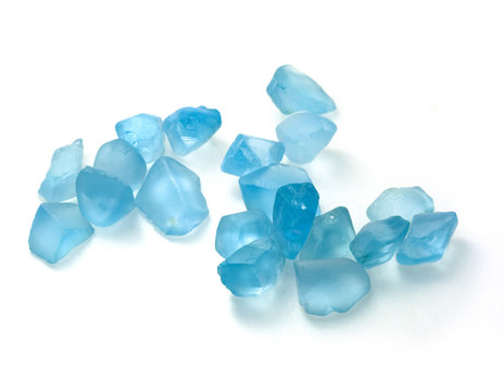 rough blue topaz isolated on a white background