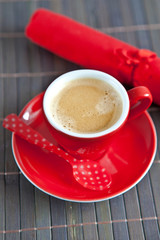 Espresso in a red cup