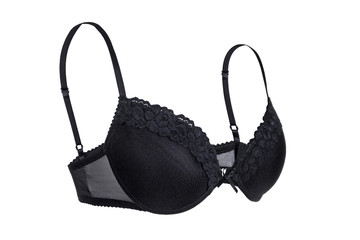 Hollow black bra, isolated on white
