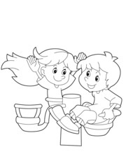The page with exercises for kids - coloring book