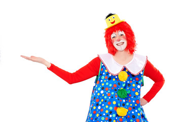 Clown präsentiert